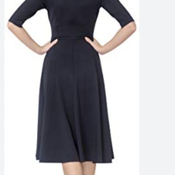 *Classy Black Fit And Flare Viscose Tea Dress - Picture 3 of 12